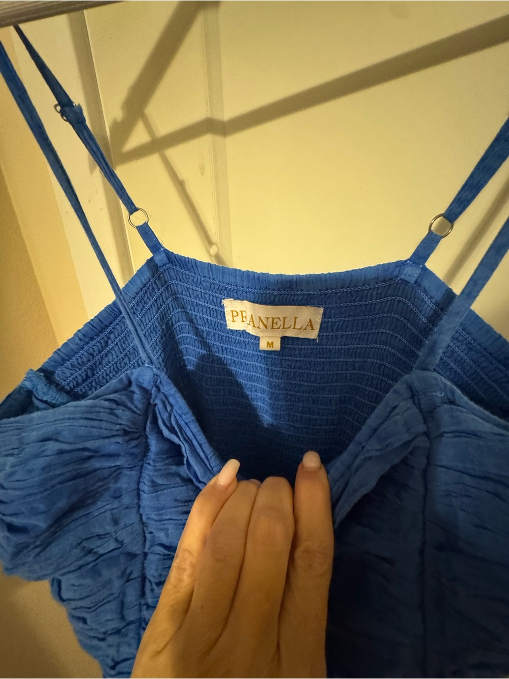 Pranella Boheme Ruched Bodice Spaghetti-Strap Maxi Dress in Blue - Picture 7 of 9